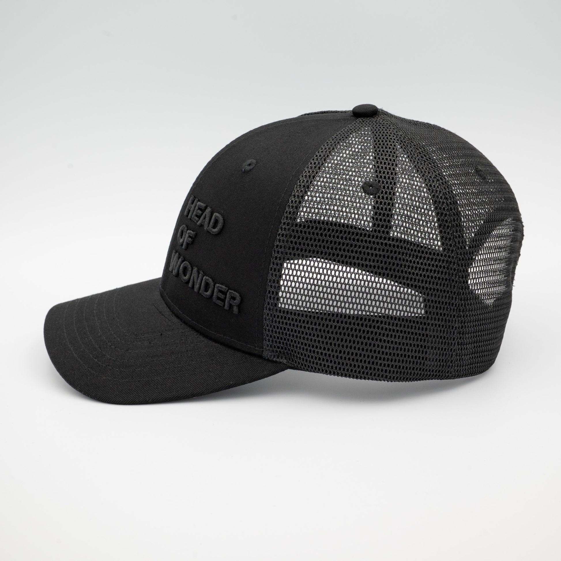 XL HEAD OF WONDER Cap Black – Classic Trucker Hat Side