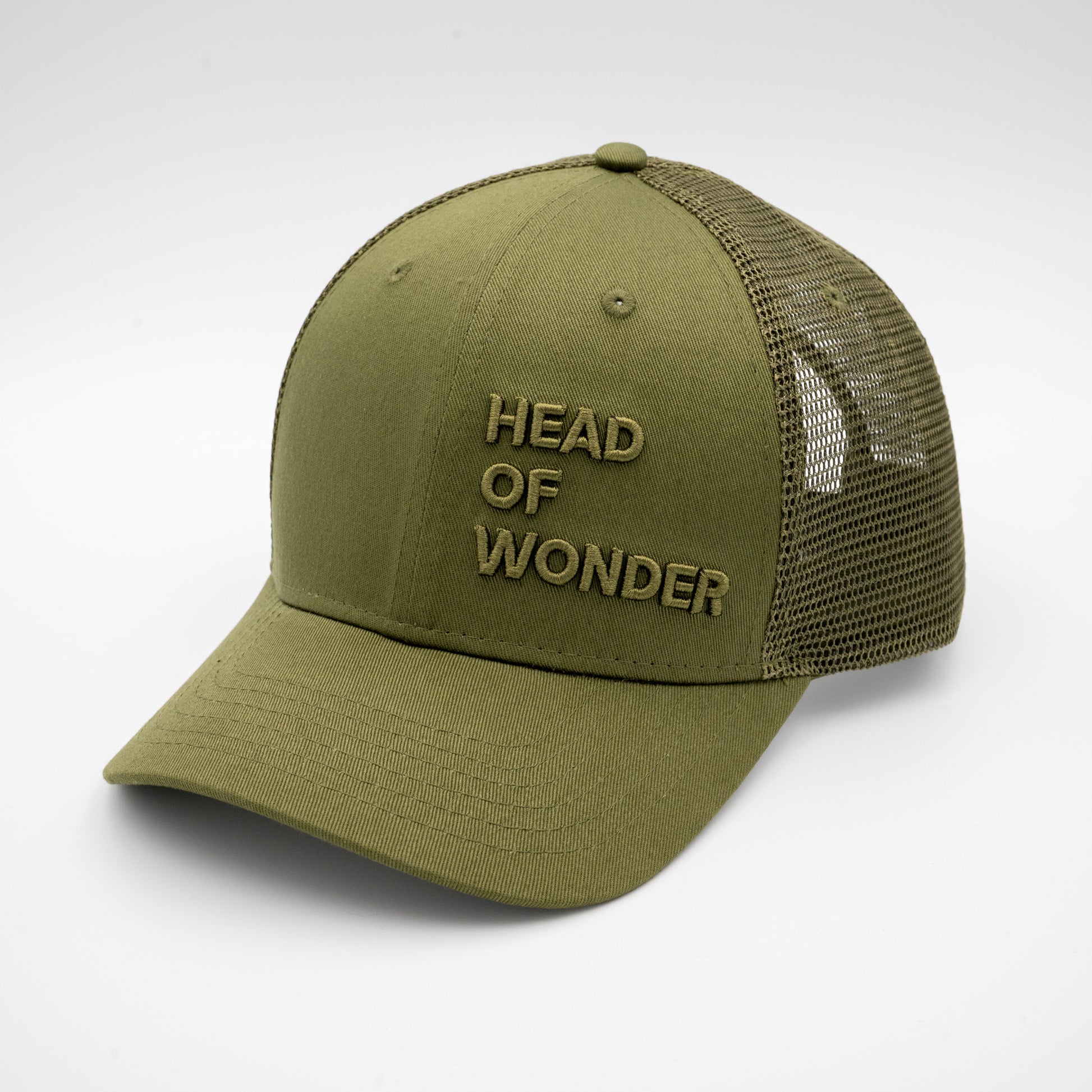 XL HEAD OF WONDER Cap Olive – Classic Trucker Hat Front